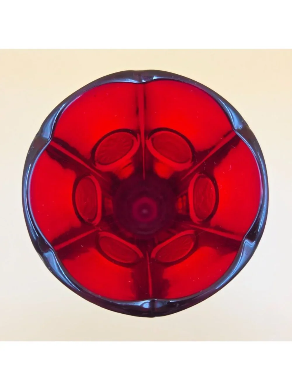 Fostoria Coin Glass Ruby Bud Vase Vintage Pedestal Red Glass